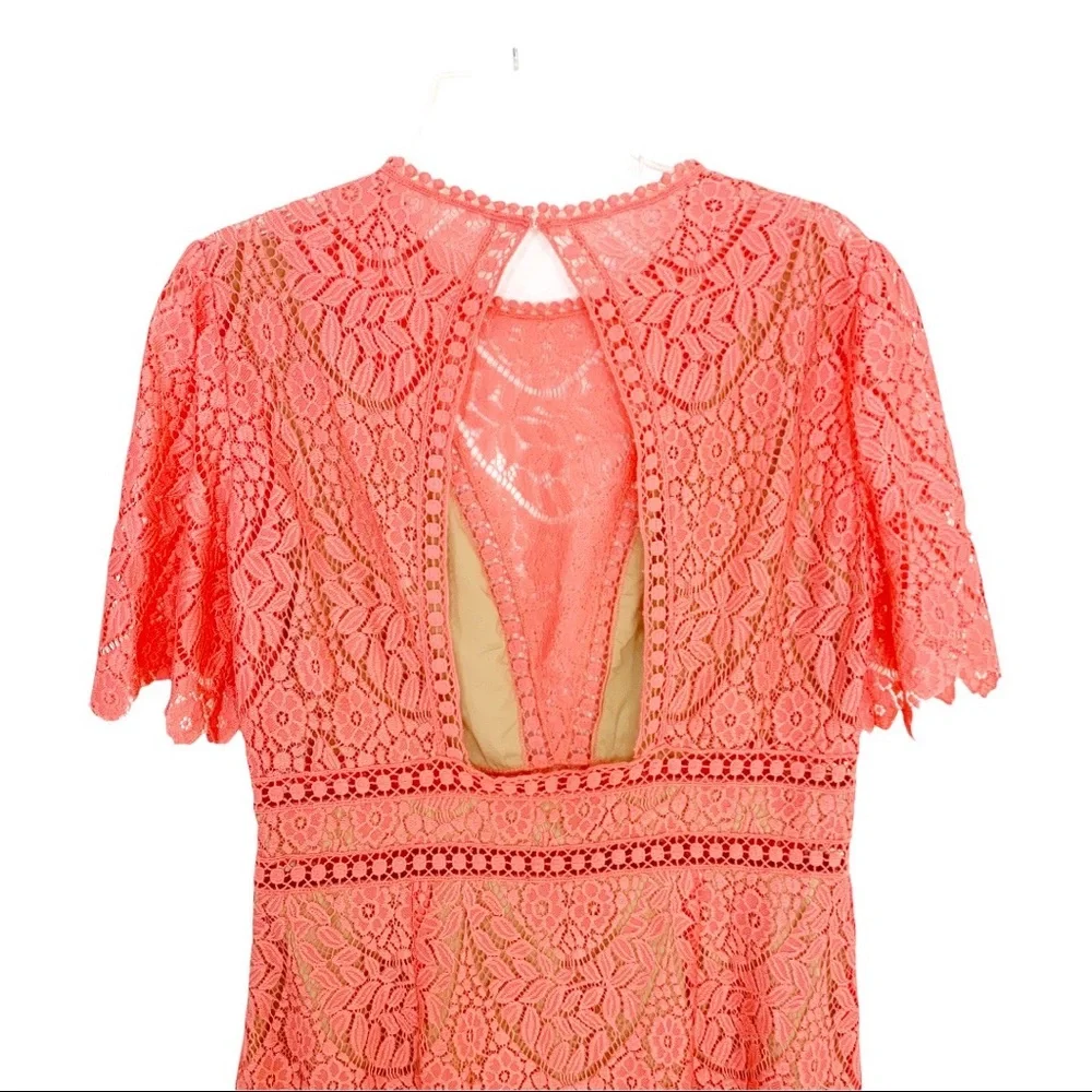 SAYLOR Dress Darian Crochet Lace Cutout Back Mini In Porcelain Rose L NWT - Picture 10 of 13